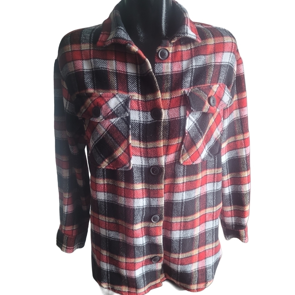 Johnnie's Jeans Red and Black Plaid Shacket Size S